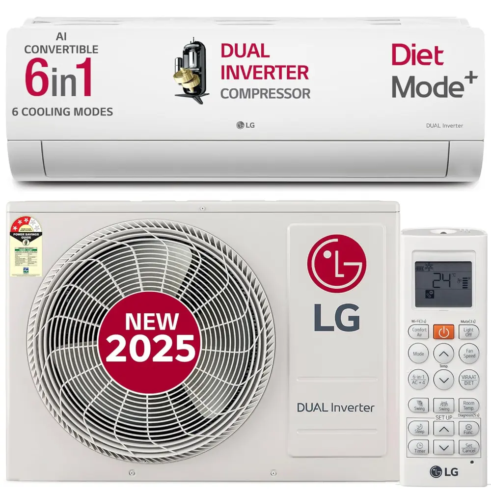 LG 1.5 Ton 3 Star DUAL Inverter Split AC (Copper, AI Convertible 6-in-1, VIRAAT Mode) US-Q19CNXE