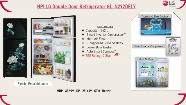 LG 242L DOUBLE DOOR REFRIGERATOR GL-N292DELY/2025 VARIFIED MODEL