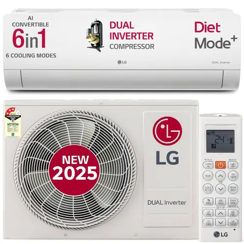 LG 1.5 Ton 3 Star DUAL Inverter Split AC (Copper, AI Convertible 6-in-1, VIRAAT Mode) US-Q19CNXE